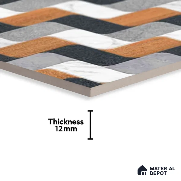 Patterned Look Floor Tile TL 09378 B | Matte Finish 16 x 16 inch Vitrified Tile - 12 mm | Suitable For Kitchen, Bathroom, Bedroom & Office | Pattern Alignment May Vary | 2-3 mm Spacer is Mandatory