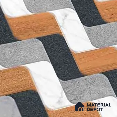Patterned Look Floor Tile TL 09378 B | Matte Finish 16 x 16 inch Vitrified Tile - 12 mm | Suitable For Kitchen, Bathroom, Bedroom & Office | Pattern Alignment May Vary | 2-3 mm Spacer is Mandatory