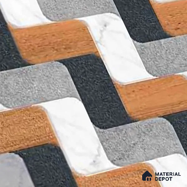 Patterned Look Floor Tile TL 09378 B | Matte Finish 16 x 16 inch Vitrified Tile - 12 mm | Suitable For Kitchen, Bathroom, Bedroom & Office | Pattern Alignment May Vary | 2-3 mm Spacer is Mandatory
