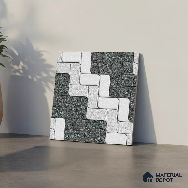 Patterned Look Floor Tile TL 09378 C | Matte Finish 16 x 16 inch Vitrified Tile - 12 mm | Suitable For Kitchen, Bathroom, Bedroom & Office | Pattern Alignment May Vary | 2-3 mm Spacer is Mandatory