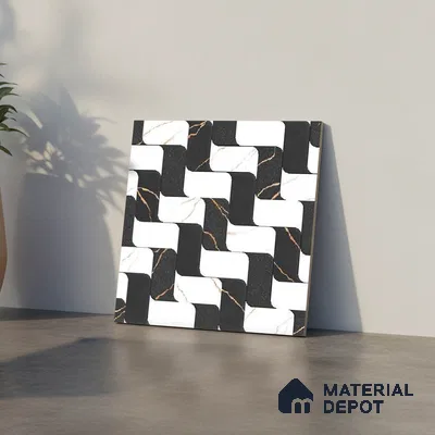Patterned Look Floor Tile TL 09378 | Matte Finish 16 x 16 inch Vitrified Tile - 12 mm | Suitable For Kitchen, Bathroom, Bedroom & Office | Pattern Alignment May Vary | 2-3 mm Spacer is Mandatory