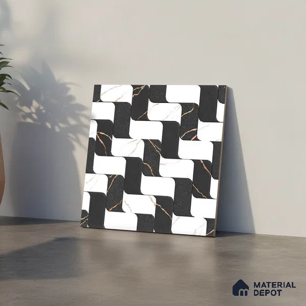 Patterned Look Floor Tile TL 09378 | Matte Finish 16 x 16 inch Vitrified Tile - 12 mm | Suitable For Kitchen, Bathroom, Bedroom & Office | Pattern Alignment May Vary | 2-3 mm Spacer is Mandatory
