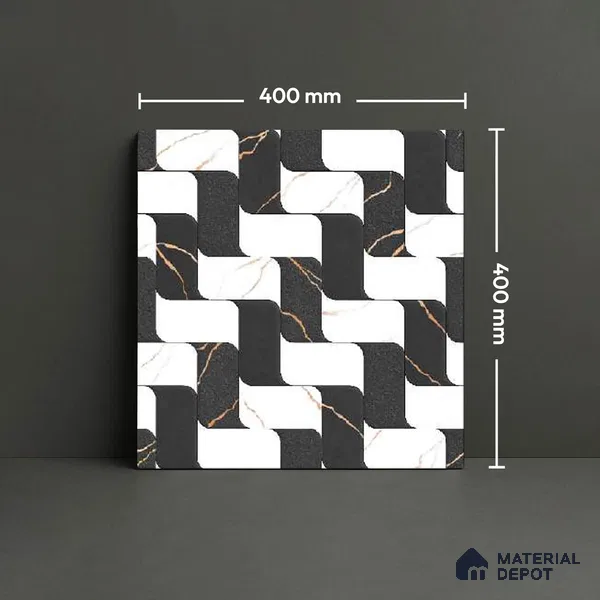 Patterned Look Floor Tile TL 09378 | Matte Finish 16 x 16 inch Vitrified Tile - 12 mm | Suitable For Kitchen, Bathroom, Bedroom & Office | Pattern Alignment May Vary | 2-3 mm Spacer is Mandatory