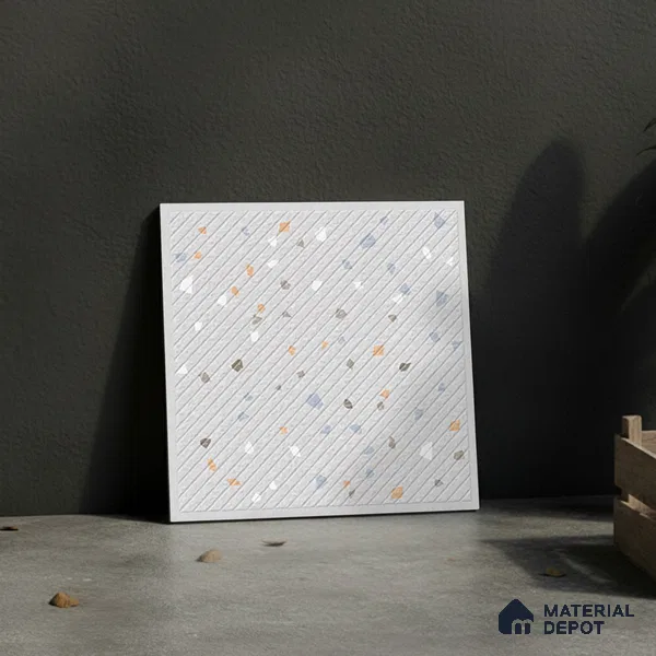 Terrazzo Parking Floor Tile TL 09361 B | Matte Finish 16 x 16 inch Vitrified Tile - 12 mm | Suitable For Parking, Courtyard | Pattern Alignment May Vary | 2-3 mm Spacer is Mandatory