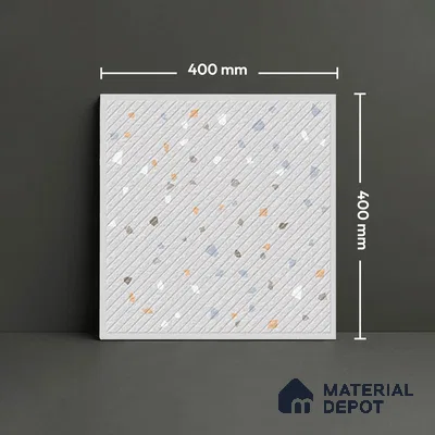 Terrazzo Parking Floor Tile TL 09361 B | Matte Finish 16 x 16 inch Vitrified Tile - 12 mm | Suitable For Parking, Courtyard | Pattern Alignment May Vary | 2-3 mm Spacer is Mandatory