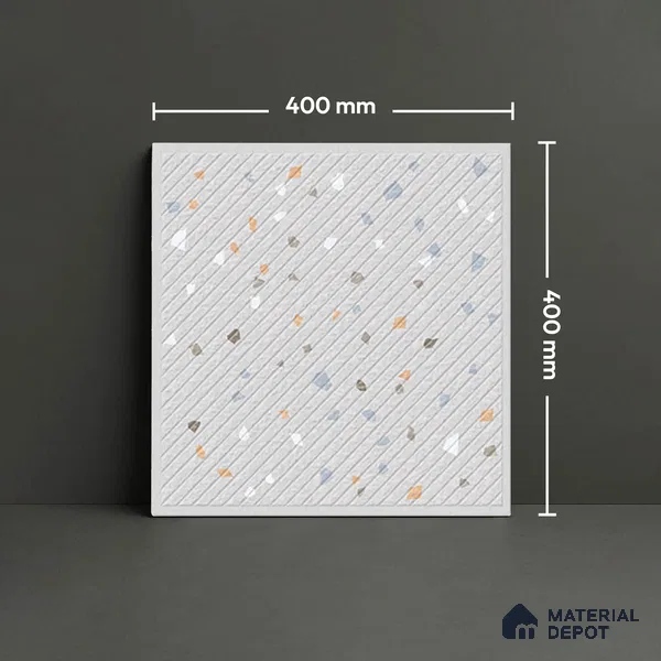 Terrazzo Parking Floor Tile TL 09361 B | Matte Finish 16 x 16 inch Vitrified Tile - 12 mm | Suitable For Parking, Courtyard | Pattern Alignment May Vary | 2-3 mm Spacer is Mandatory