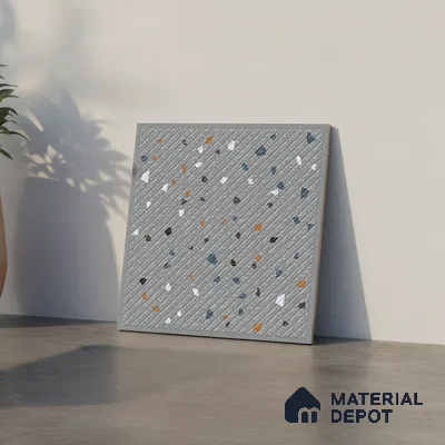 Terrazzo Parking Floor Tile TL 09361 | Matte Finish 16 x 16 inch Vitrified Tile - 12 mm | Suitable For Parking, Courtyard, High Traffic Areas | Pattern Alignment May Vary | 2-3 mm Spacer is Mandatory