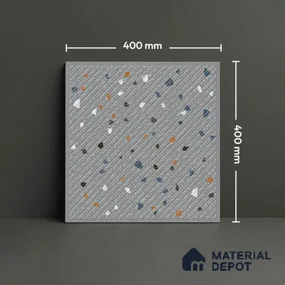 Terrazzo Parking Floor Tile TL 09361 | Matte Finish 16 x 16 inch Vitrified Tile - 12 mm | Suitable For Parking, Courtyard, High Traffic Areas | Pattern Alignment May Vary | 2-3 mm Spacer is Mandatory