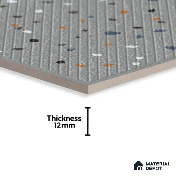 Terrazzo Parking Floor Tile TL 09361 | Matte Finish 16 x 16 inch Vitrified Tile - 12 mm | Suitable For Parking, Courtyard, High Traffic Areas | Pattern Alignment May Vary | 2-3 mm Spacer is Mandatory