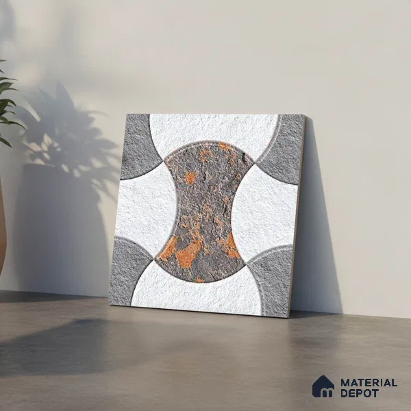 Patterned Look Floor Tile TL 09371 | Matte Finish 16 x 16 inch Vitrified Tile - 12 mm | Suitable For Kitchen, Bathroom, Bedroom & Office | Pattern Alignment May Vary | 2-3 mm Spacer is Mandatory