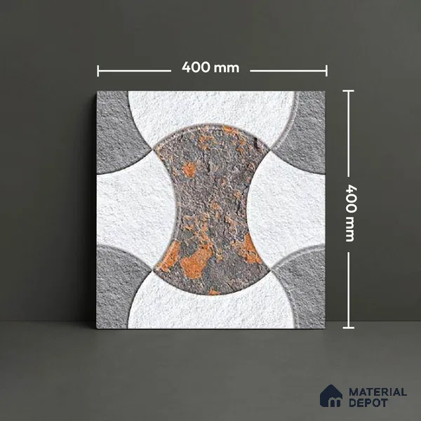 Patterned Look Floor Tile TL 09371 | Matte Finish 16 x 16 inch Vitrified Tile - 12 mm | Suitable For Kitchen, Bathroom, Bedroom & Office | Pattern Alignment May Vary | 2-3 mm Spacer is Mandatory