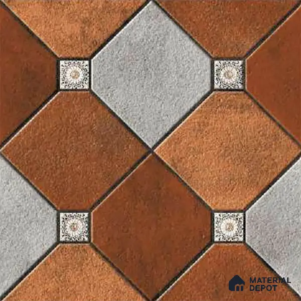 Patterned Look Floor Tile TL 09383 B | Matte Finish 16 x 16 inch Vitrified Tile - 12 mm | Suitable For Kitchen, Bathroom, Bedroom & Office | Pattern Alignment May Vary | 2-3 mm Spacer is Mandatory