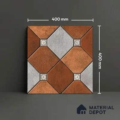 Patterned Look Floor Tile TL 09383 B | Matte Finish 16 x 16 inch Vitrified Tile - 12 mm | Suitable For Kitchen, Bathroom, Bedroom & Office | Pattern Alignment May Vary | 2-3 mm Spacer is Mandatory