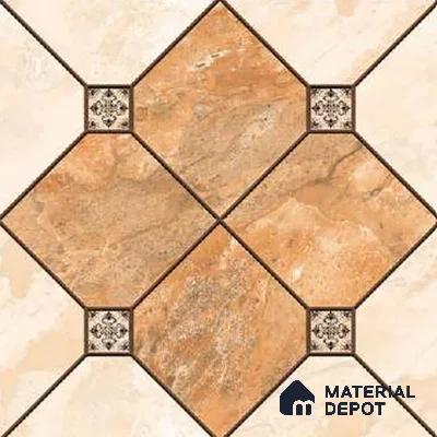 Patterned Look Floor Tile TL 09383 | Matte Finish 16 x 16 inch Vitrified Tile - 12 mm | Suitable For Kitchen, Bathroom, Bedroom & Office | Pattern Alignment May Vary | 2-3 mm Spacer is Mandatory