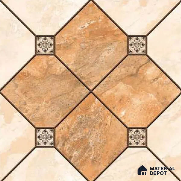 Patterned Look Floor Tile TL 09383 | Matte Finish 16 x 16 inch Vitrified Tile - 12 mm | Suitable For Kitchen, Bathroom, Bedroom & Office | Pattern Alignment May Vary | 2-3 mm Spacer is Mandatory