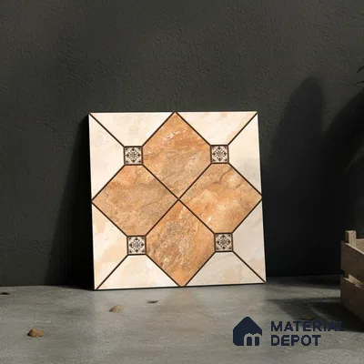 Patterned Look Floor Tile TL 09383 | Matte Finish 16 x 16 inch Vitrified Tile - 12 mm | Suitable For Kitchen, Bathroom, Bedroom & Office | Pattern Alignment May Vary | 2-3 mm Spacer is Mandatory