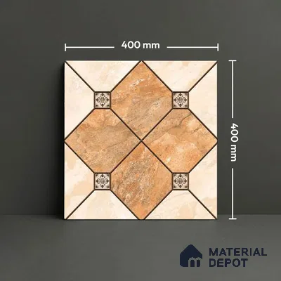 Patterned Look Floor Tile TL 09383 | Matte Finish 16 x 16 inch Vitrified Tile - 12 mm | Suitable For Kitchen, Bathroom, Bedroom & Office | Pattern Alignment May Vary | 2-3 mm Spacer is Mandatory