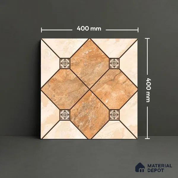 Patterned Look Floor Tile TL 09383 | Matte Finish 16 x 16 inch Vitrified Tile - 12 mm | Suitable For Kitchen, Bathroom, Bedroom & Office | Pattern Alignment May Vary | 2-3 mm Spacer is Mandatory