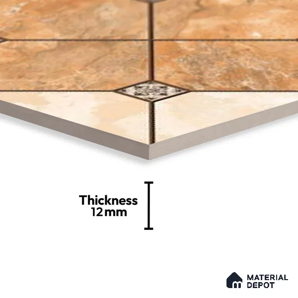 Patterned Look Floor Tile TL 09383 | Matte Finish 16 x 16 inch Vitrified Tile - 12 mm | Suitable For Kitchen, Bathroom, Bedroom & Office | Pattern Alignment May Vary | 2-3 mm Spacer is Mandatory