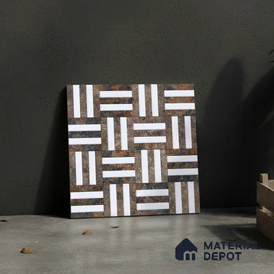Patterned Look Floor Tile TL 09379 | Matte Finish 16 x 16 inch Vitrified Tile - 12 mm | Suitable For Kitchen, Bathroom, Bedroom & Office | Pattern Alignment May Vary | 2-3 mm Spacer is Mandatory