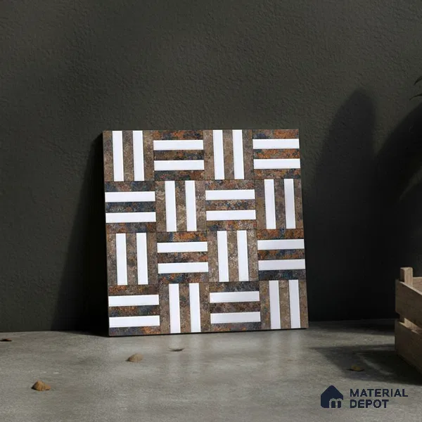 Patterned Look Floor Tile TL 09379 | Matte Finish 16 x 16 inch Vitrified Tile - 12 mm | Suitable For Kitchen, Bathroom, Bedroom & Office | Pattern Alignment May Vary | 2-3 mm Spacer is Mandatory