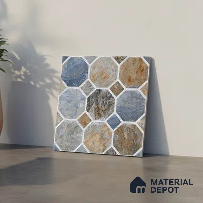 Stone Look Floor Tile TL 09366 C | Matte Finish 16 x 16 inch Vitrified Tile - 12 mm | Suitable For Kitchen, Bathroom, Bedroom & Office | Pattern Alignment May Vary | 2-3 mm Spacer is Mandatory
