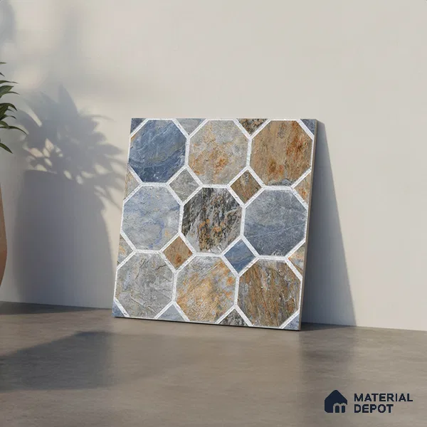 Stone Look Floor Tile TL 09366 C | Matte Finish 16 x 16 inch Vitrified Tile - 12 mm | Suitable For Kitchen, Bathroom, Bedroom & Office | Pattern Alignment May Vary | 2-3 mm Spacer is Mandatory