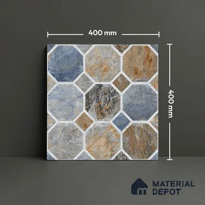Stone Look Floor Tile TL 09366 C | Matte Finish 16 x 16 inch Vitrified Tile - 12 mm | Suitable For Kitchen, Bathroom, Bedroom & Office | Pattern Alignment May Vary | 2-3 mm Spacer is Mandatory