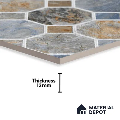 Stone Look Floor Tile TL 09366 C | Matte Finish 16 x 16 inch Vitrified Tile - 12 mm | Suitable For Kitchen, Bathroom, Bedroom & Office | Pattern Alignment May Vary | 2-3 mm Spacer is Mandatory