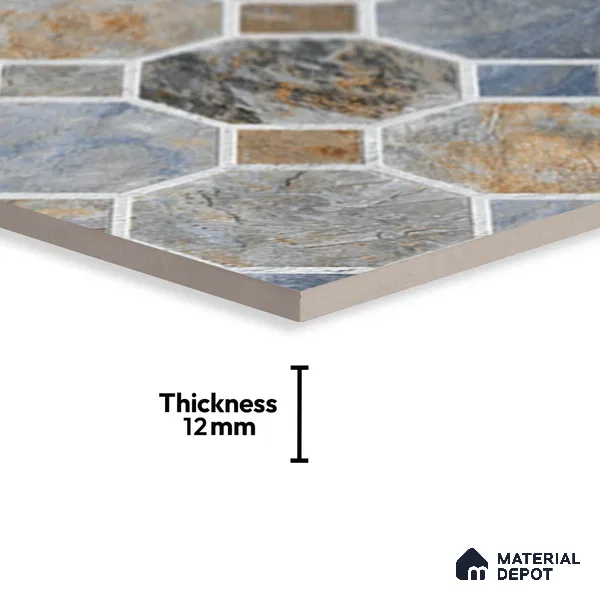 Stone Look Floor Tile TL 09366 C | Matte Finish 16 x 16 inch Vitrified Tile - 12 mm | Suitable For Kitchen, Bathroom, Bedroom & Office | Pattern Alignment May Vary | 2-3 mm Spacer is Mandatory