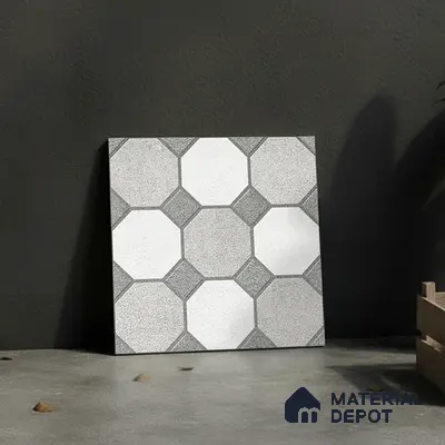 Stone Look Floor Tile TL 09366 | Matte Finish 16 x 16 inch Vitrified Tile - 12 mm | Suitable For Kitchen, Bathroom, Bedroom & Office | Pattern Alignment May Vary | 2-3 mm Spacer is Mandatory