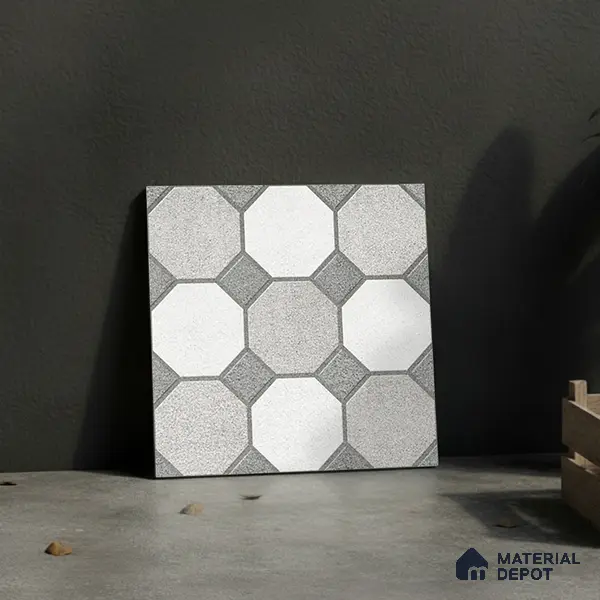 Stone Look Floor Tile TL 09366 | Matte Finish 16 x 16 inch Vitrified Tile - 12 mm | Suitable For Kitchen, Bathroom, Bedroom & Office | Pattern Alignment May Vary | 2-3 mm Spacer is Mandatory