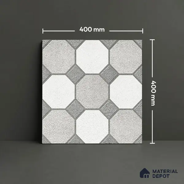 Stone Look Floor Tile TL 09366 | Matte Finish 16 x 16 inch Vitrified Tile - 12 mm | Suitable For Kitchen, Bathroom, Bedroom & Office | Pattern Alignment May Vary | 2-3 mm Spacer is Mandatory