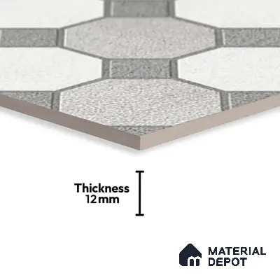 Stone Look Floor Tile TL 09366 | Matte Finish 16 x 16 inch Vitrified Tile - 12 mm | Suitable For Kitchen, Bathroom, Bedroom & Office | Pattern Alignment May Vary | 2-3 mm Spacer is Mandatory