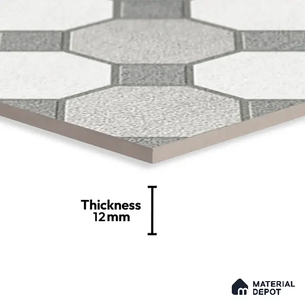 Stone Look Floor Tile TL 09366 | Matte Finish 16 x 16 inch Vitrified Tile - 12 mm | Suitable For Kitchen, Bathroom, Bedroom & Office | Pattern Alignment May Vary | 2-3 mm Spacer is Mandatory