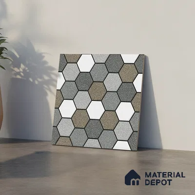 Hexagonal Look Floor Tile TL 09365 | Matte Finish 16 x 16 inch Vitrified Tile - 12 mm | Suitable For Kitchen, Bathroom, Bedroom & Office | Pattern Alignment May Vary | 2-3 mm Spacer is Mandatory