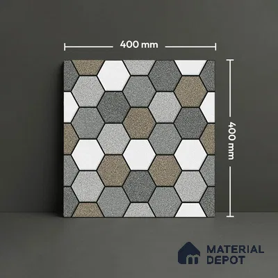 Hexagonal Look Floor Tile TL 09365 | Matte Finish 16 x 16 inch Vitrified Tile - 12 mm | Suitable For Kitchen, Bathroom, Bedroom & Office | Pattern Alignment May Vary | 2-3 mm Spacer is Mandatory