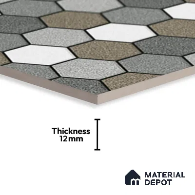 Hexagonal Look Floor Tile TL 09365 | Matte Finish 16 x 16 inch Vitrified Tile - 12 mm | Suitable For Kitchen, Bathroom, Bedroom & Office | Pattern Alignment May Vary | 2-3 mm Spacer is Mandatory