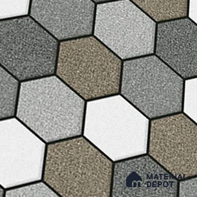 Hexagonal Look Floor Tile TL 09365 | Matte Finish 16 x 16 inch Vitrified Tile - 12 mm | Suitable For Kitchen, Bathroom, Bedroom & Office | Pattern Alignment May Vary | 2-3 mm Spacer is Mandatory