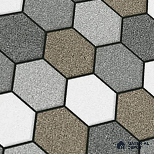 Hexagonal Look Floor Tile TL 09365 | Matte Finish 16 x 16 inch Vitrified Tile - 12 mm | Suitable For Kitchen, Bathroom, Bedroom & Office | Pattern Alignment May Vary | 2-3 mm Spacer is Mandatory
