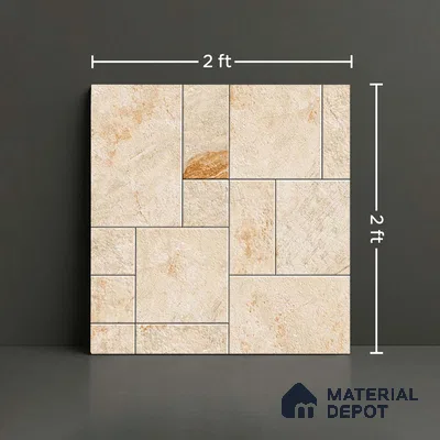 Stone Floor Tile TL 09404 C Canyon Oak 2 ft x 2 ft Matte Finish Anti Skid Vitrified Tile - 12 mm | Suitable for Balcony, Terrace & Coutyard