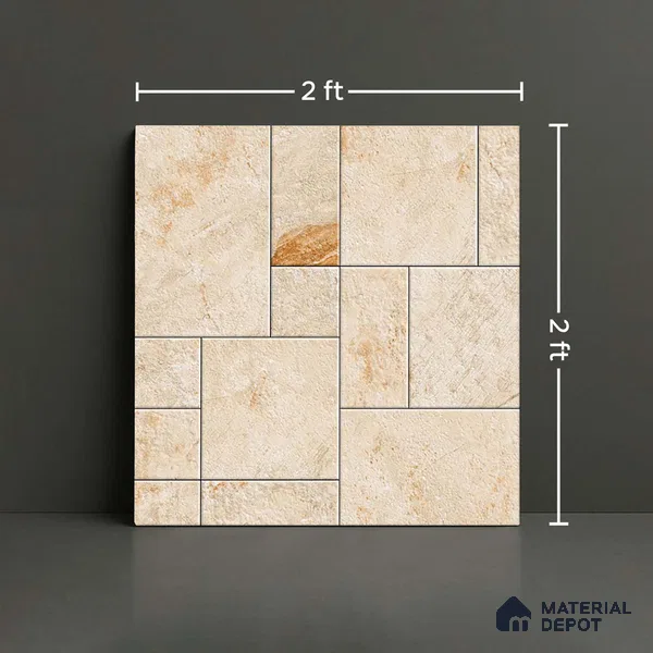 Stone Floor Tile TL 09404 C Canyon Oak 2 ft x 2 ft Matte Finish Anti Skid Vitrified Tile - 12 mm | Suitable for Balcony, Terrace & Coutyard