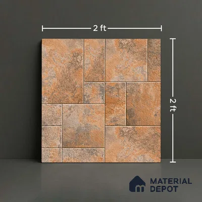 Stone Floor Tile TL 09404 D Umber Ridge 2 ft x 2 ft Matte Finish Anti Skid Vitrified Tile - 12 mm | Suitable for Balcony, Terrace & Coutyard