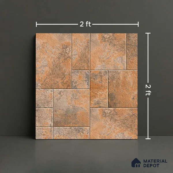 Stone Floor Tile TL 09404 D Umber Ridge 2 ft x 2 ft Matte Finish Anti Skid Vitrified Tile - 12 mm | Suitable for Balcony, Terrace & Coutyard