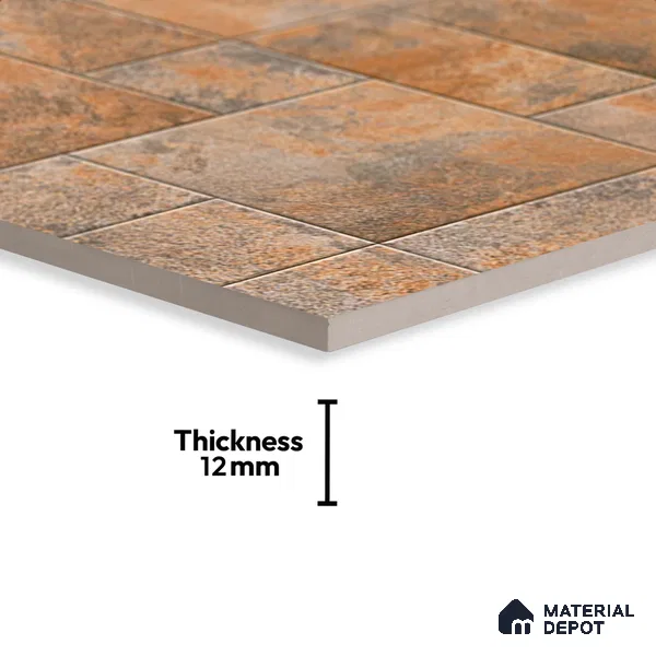 Stone Floor Tile TL 09404 D Umber Ridge 2 ft x 2 ft Matte Finish Anti Skid Vitrified Tile - 12 mm | Suitable for Balcony, Terrace & Coutyard