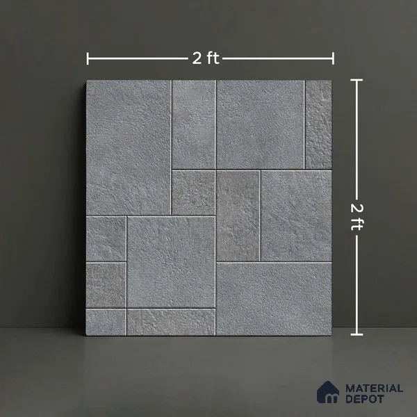 Stone Floor Tile TL 09404 Storm Slate 2 ft x 2 ft Matte Finish Anti Skid Vitrified Tile - 12 mm | Suitable for Balcony, Terrace & Coutyard