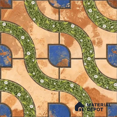 Patterned Look Floor Tile TL 09384 | Matte Finish 16 x 16 inch Vitrified Tile - 12 mm | Suitable For Kitchen, Bathroom, Bedroom & Office | Pattern Alignment May Vary | 2-3 mm Spacer is Mandatory