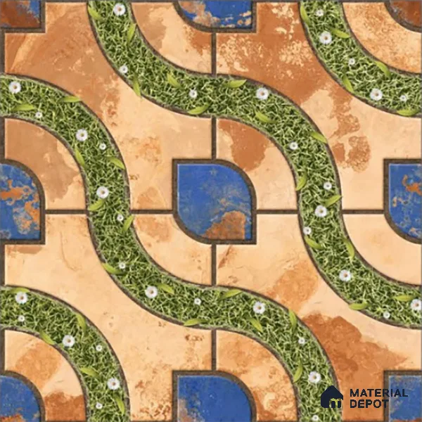 Patterned Look Floor Tile TL 09384 | Matte Finish 16 x 16 inch Vitrified Tile - 12 mm | Suitable For Kitchen, Bathroom, Bedroom & Office | Pattern Alignment May Vary | 2-3 mm Spacer is Mandatory