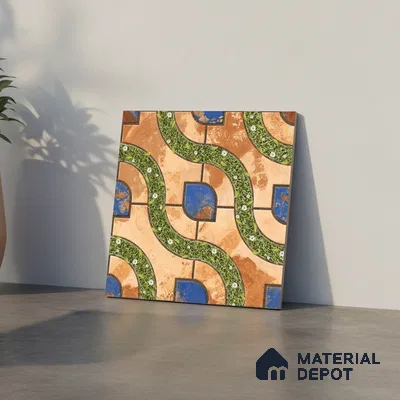 Patterned Look Floor Tile TL 09384 | Matte Finish 16 x 16 inch Vitrified Tile - 12 mm | Suitable For Kitchen, Bathroom, Bedroom & Office | Pattern Alignment May Vary | 2-3 mm Spacer is Mandatory
