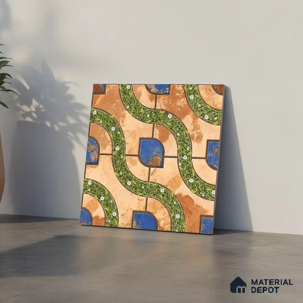 Patterned Look Floor Tile TL 09384 | Matte Finish 16 x 16 inch Vitrified Tile - 12 mm | Suitable For Kitchen, Bathroom, Bedroom & Office | Pattern Alignment May Vary | 2-3 mm Spacer is Mandatory